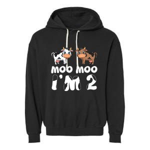 Moo Moo Im Two Cute Cow 2nd Birthday Cows Gift 8111 Garment-Dyed Fleece Hoodie