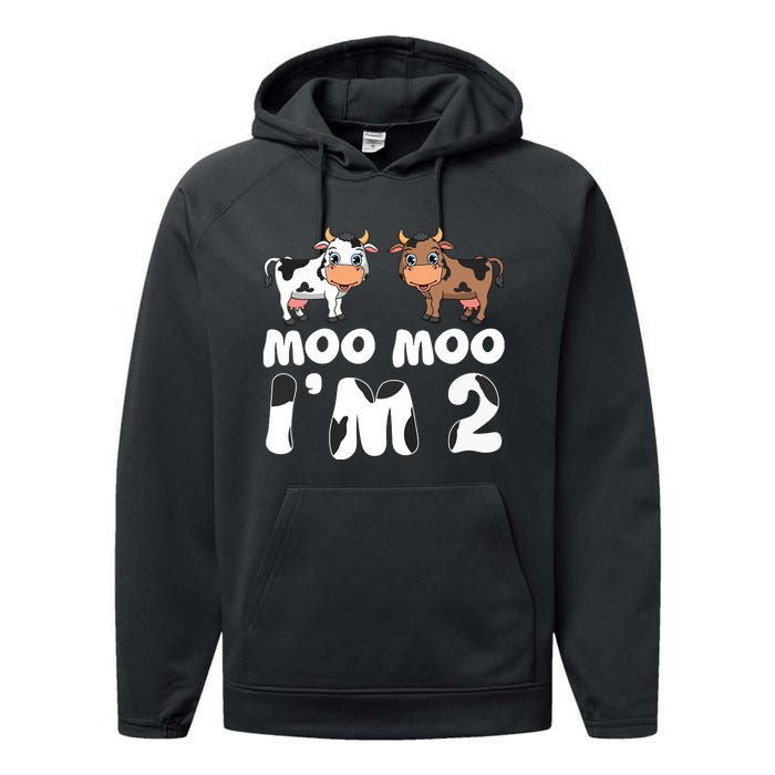 Moo Moo Im Two Cute Cow 2nd Birthday Cows Gift 8111 Performance Fleece Hoodie