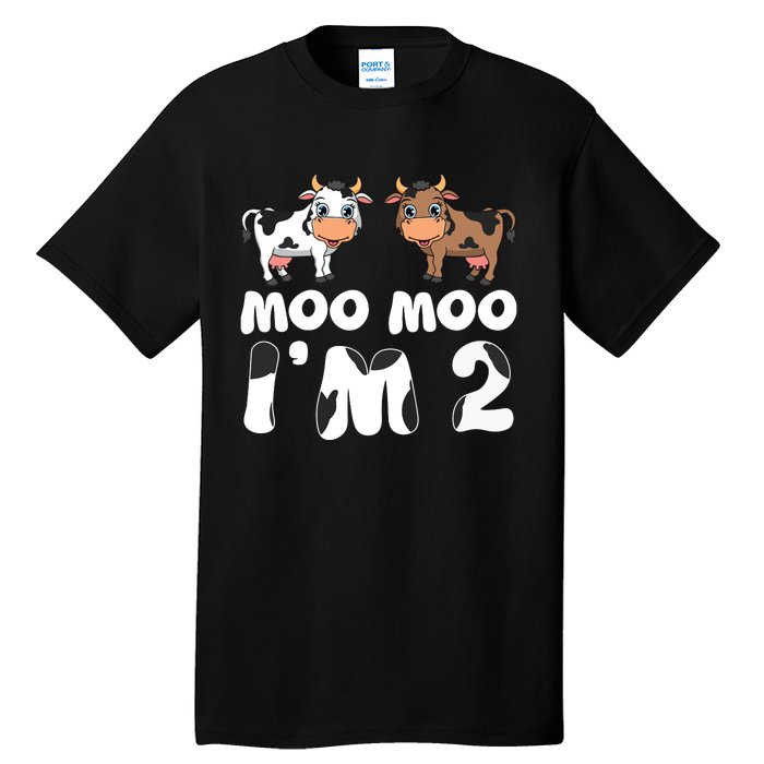 Moo Moo Im Two Cute Cow 2nd Birthday Cows Gift 8111 Tall T-Shirt