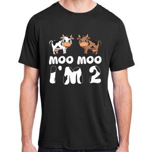 Moo Moo Im Two Cute Cow 2nd Birthday Cows Gift 8111 Adult ChromaSoft Performance T-Shirt