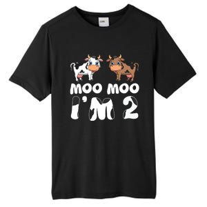 Moo Moo Im Two Cute Cow 2nd Birthday Cows Gift 8111 Tall Fusion ChromaSoft Performance T-Shirt