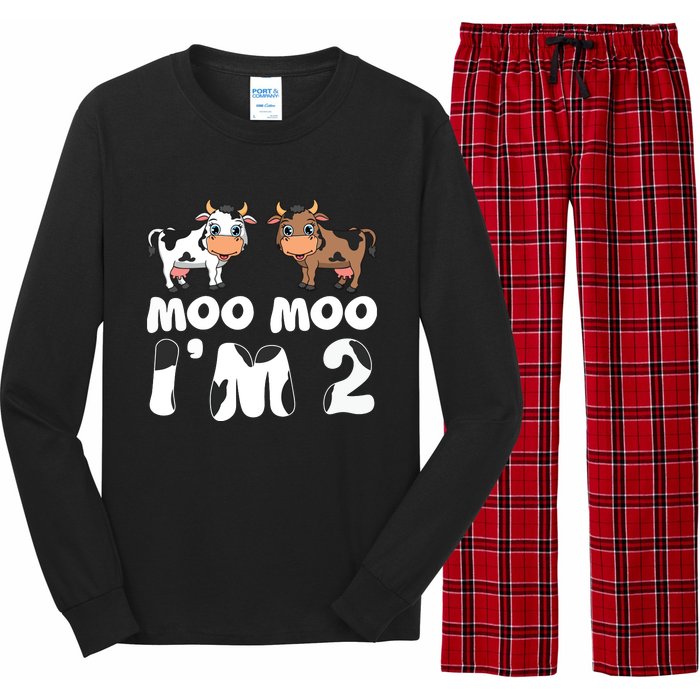 Moo Moo Im Two Cute Cow 2nd Birthday Cows Gift 8111 Long Sleeve Pajama Set