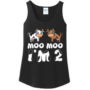 Moo Moo Im Two Cute Cow 2nd Birthday Cows Gift 8111 Ladies Essential Tank