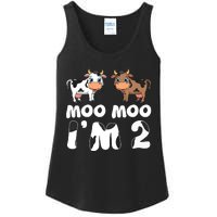 Moo Moo Im Two Cute Cow 2nd Birthday Cows Gift 8111 Ladies Essential Tank