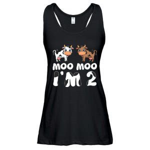 Moo Moo Im Two Cute Cow 2nd Birthday Cows Gift 8111 Ladies Essential Flowy Tank