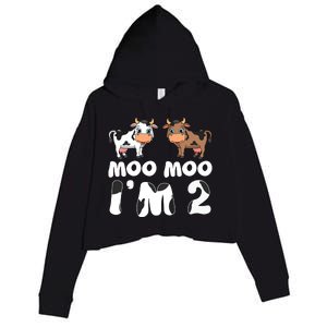 Moo Moo Im Two Cute Cow 2nd Birthday Cows Gift 8111 Crop Fleece Hoodie