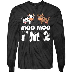 Moo Moo Im Two Cute Cow 2nd Birthday Cows Gift 8111 Tie-Dye Long Sleeve Shirt