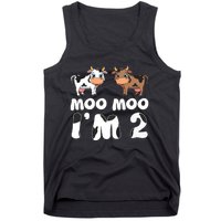 Moo Moo Im Two Cute Cow 2nd Birthday Cows Gift 8111 Tank Top