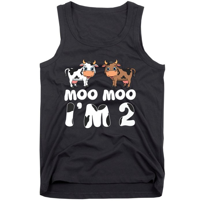 Moo Moo Im Two Cute Cow 2nd Birthday Cows Gift 8111 Tank Top