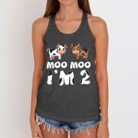 Moo Moo Im Two Cute Cow 2nd Birthday Cows Gift 8111 Women's Knotted Racerback Tank