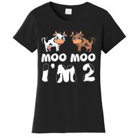 Moo Moo Im Two Cute Cow 2nd Birthday Cows Gift 8111 Women's T-Shirt