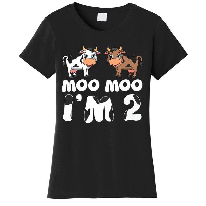 Moo Moo Im Two Cute Cow 2nd Birthday Cows Gift 8111 Women's T-Shirt