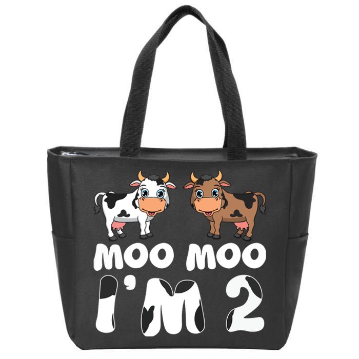 Moo Moo Im Two Cute Cow 2nd Birthday Cows Gift 8111 Zip Tote Bag