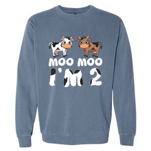 Moo Moo Im Two Cute Cow 2nd Birthday Cows Gift 8111 Garment-Dyed Sweatshirt