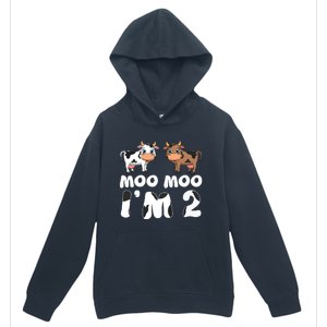 Moo Moo Im Two Cute Cow 2nd Birthday Cows Gift 8111 Urban Pullover Hoodie