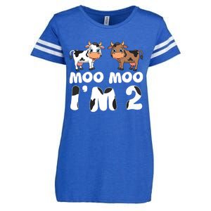 Moo Moo Im Two Cute Cow 2nd Birthday Cows Gift 8111 Enza Ladies Jersey Football T-Shirt