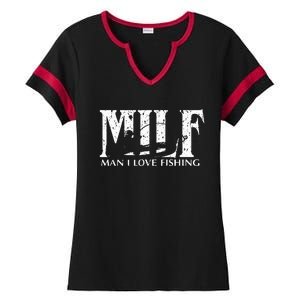 Milf Man I Love Fishing Ladies Halftime Notch Neck Tee