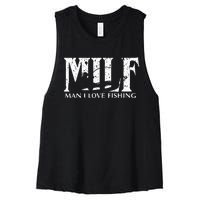 Milf Man I Love Fishing Women's Racerback Cropped Tank