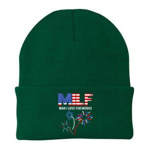 Milf Man I Love Fireworks USA Flag 4th Of July Patriotic Knit Cap Winter Beanie