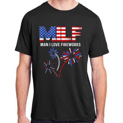 Milf Man I Love Fireworks USA Flag 4th Of July Patriotic Adult ChromaSoft Performance T-Shirt