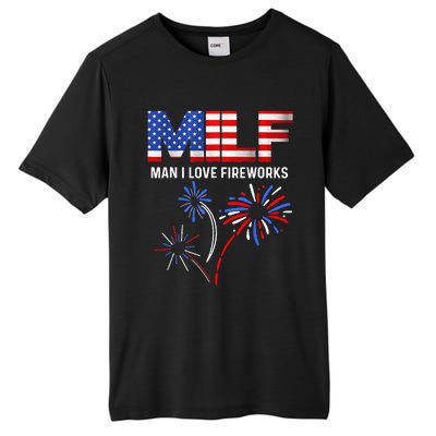 Milf Man I Love Fireworks USA Flag 4th Of July Patriotic Tall Fusion ChromaSoft Performance T-Shirt