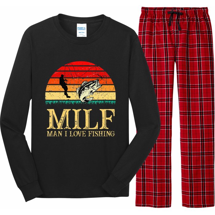 MILF Man I Love Fishing Funny Fishing Fishermen Fishing Long Sleeve Pajama Set