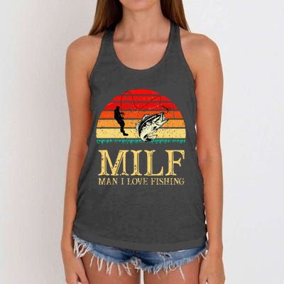 MILF Man I Love Fishing Funny Fishing Fishermen Fishing Women's Knotted Racerback Tank