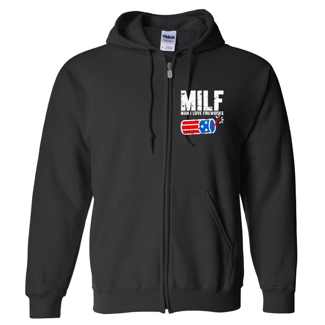 MILF Man I Love Fireworks 4th Of July Funny Fourth Of July Full Zip Hoodie
