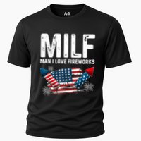 MILF Man I Love Fireworks 4th Of July Funny Fourth Of July Cooling Performance Crew T-Shirt