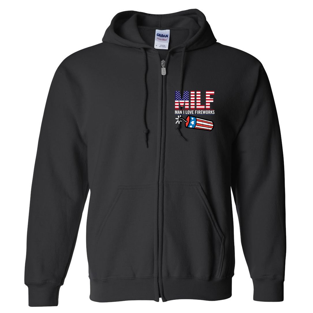 MILF Man I Love Fireworks 4th Of July Funny Fourth Of July Full Zip Hoodie