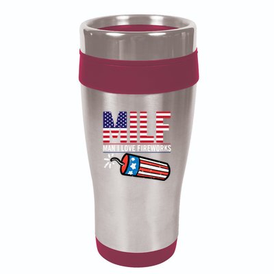 MILF Man I Love Fireworks 4th Of July Funny Fourth Of July 16oz Travel Tumbler