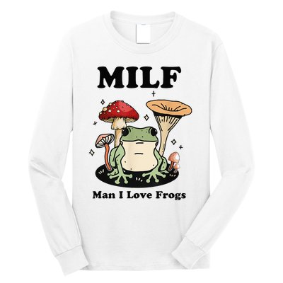 MILF Man I love frogs vintage retro frog and fungi mushroom Long Sleeve Shirt