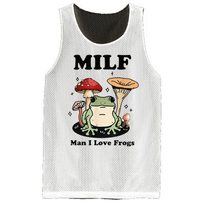 MILF Man I love frogs vintage retro frog and fungi mushroom Mesh Reversible Basketball Jersey Tank