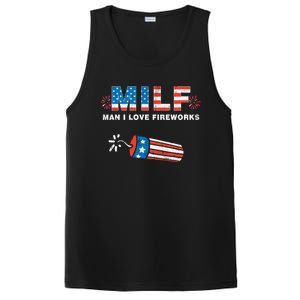 MILF Man I Love Fireworks 4th Of July Funny Fourth Of July PosiCharge Competitor Tank