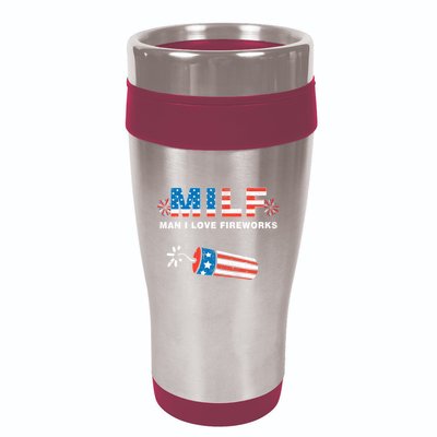 MILF Man I Love Fireworks 4th Of July Funny Fourth Of July 16oz Travel Tumbler