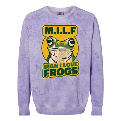 MILF Man I Love Frogs Funny Colorblast Crewneck Sweatshirt