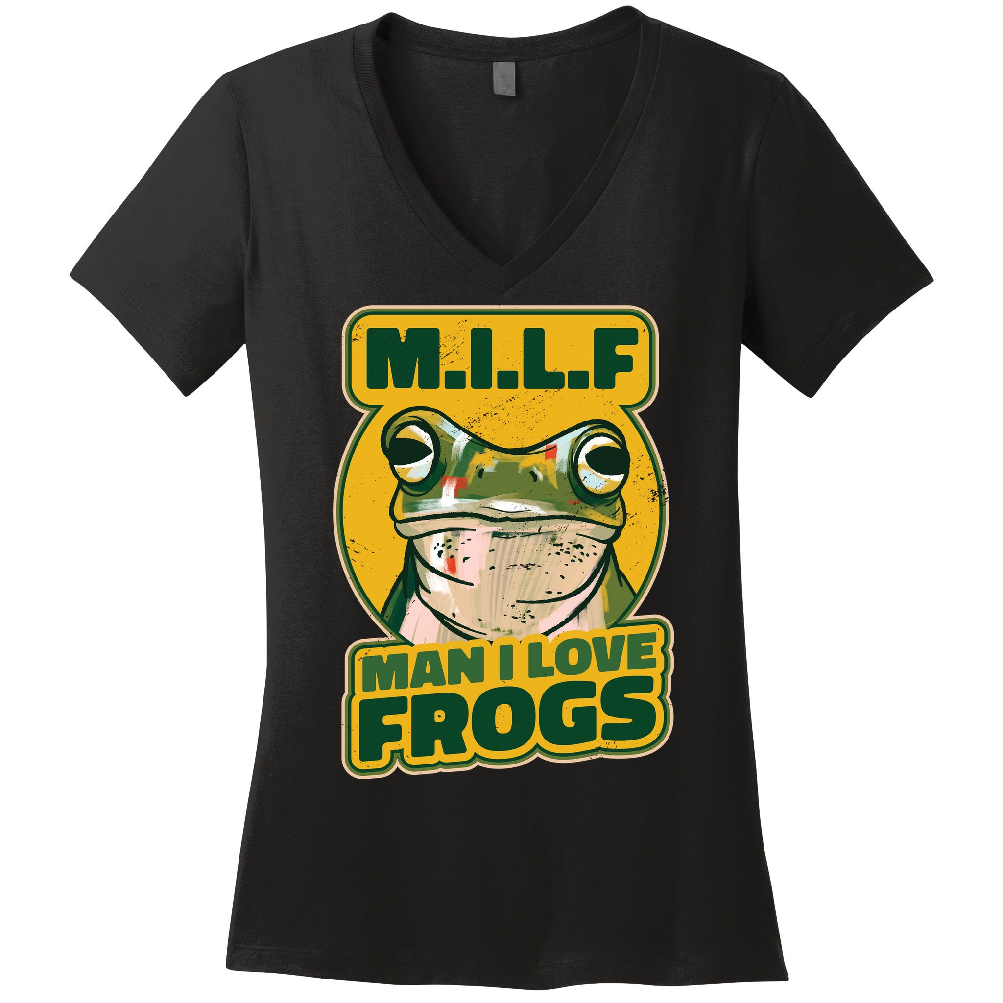 MILF Man I Love Frogs Funny Women's V-Neck T-Shirt