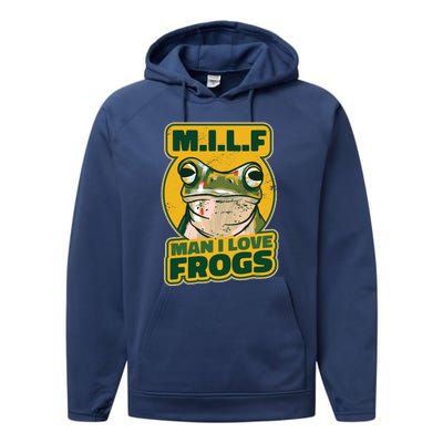 MILF Man I Love Frogs Funny Performance Fleece Hoodie