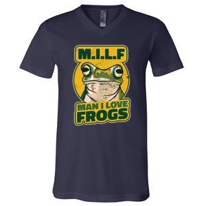 MILF Man I Love Frogs Funny V-Neck T-Shirt