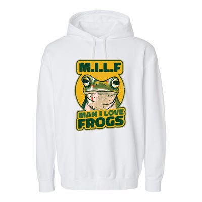 MILF Man I Love Frogs Funny Garment-Dyed Fleece Hoodie