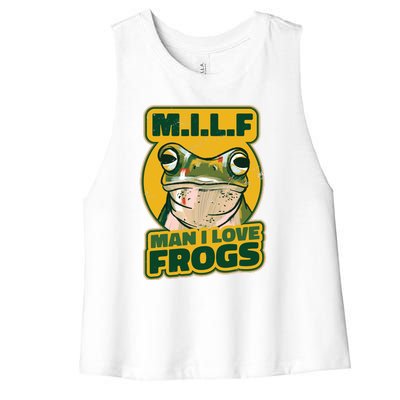 MILF Man I Love Frogs Funny Women's Racerback Cropped Tank