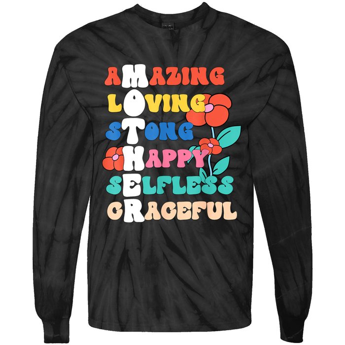 MOTHER Meaning I Love Mom Mothers Day Tie-Dye Long Sleeve Shirt