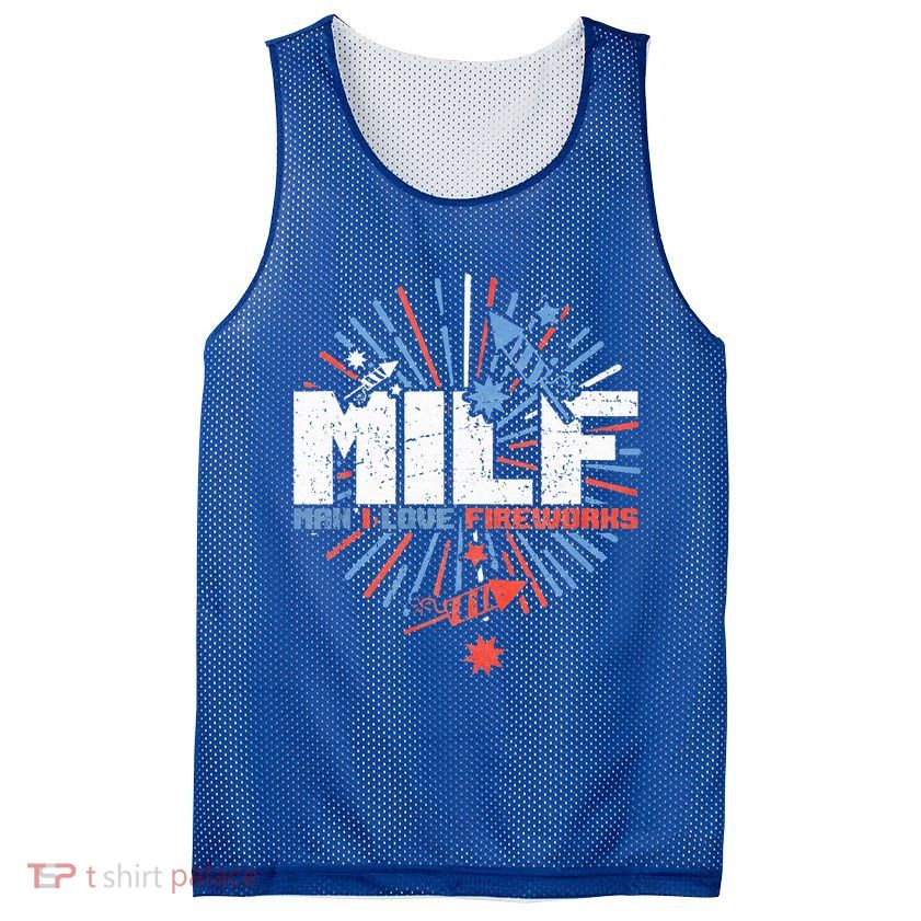 Milk Man I Love Fireworks American Patriotic Mesh Reversible Basketball Jersey Tank