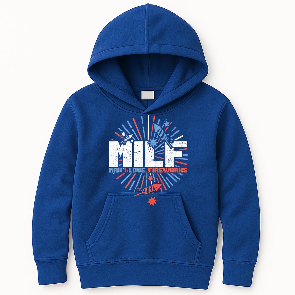 Milk Man I Love Fireworks American Patriotic Kids Hoodie