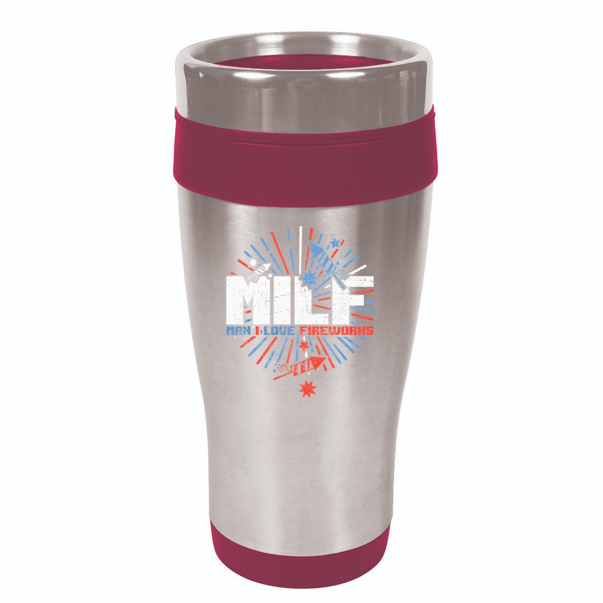 Milk Man I Love Fireworks American Patriotic 16oz Travel Tumbler