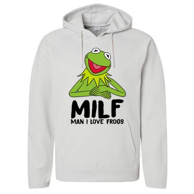 Milf Man I Love Frogs Performance Fleece Hoodie