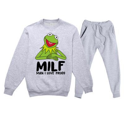 Milf Man I Love Frogs Premium Crewneck Sweatsuit Set