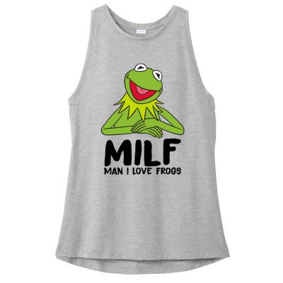 Milf Man I Love Frogs Ladies PosiCharge Tri-Blend Wicking Tank