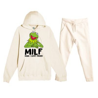 Milf Man I Love Frogs Premium Hooded Sweatsuit Set