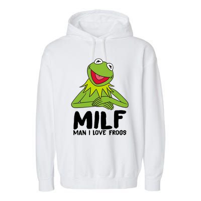 Milf Man I Love Frogs Garment-Dyed Fleece Hoodie